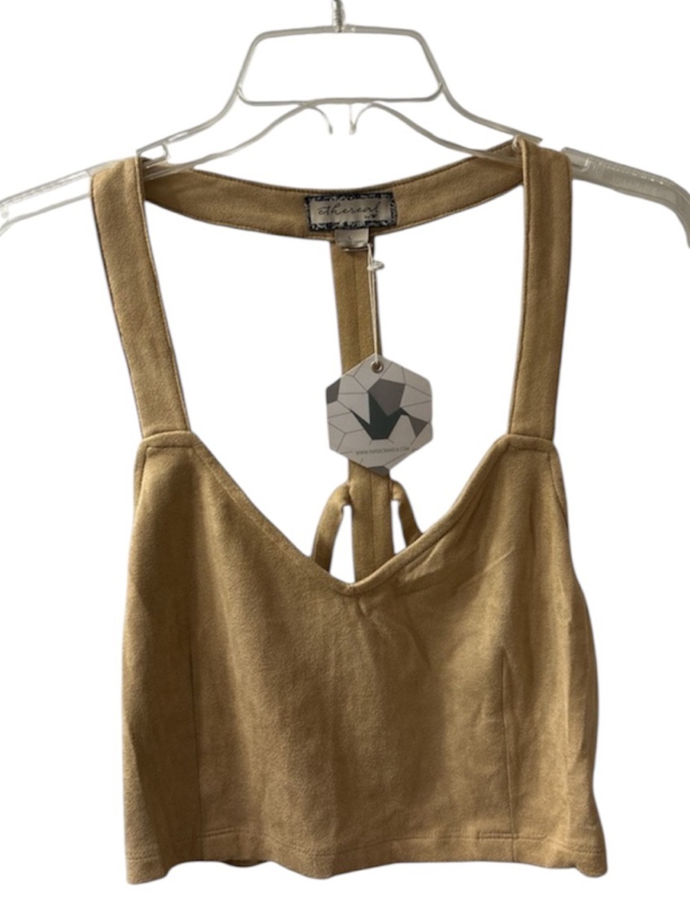 NWT Women’s Ethereal by Paper Crane Beige Tie-Up Crop Top – Size Large